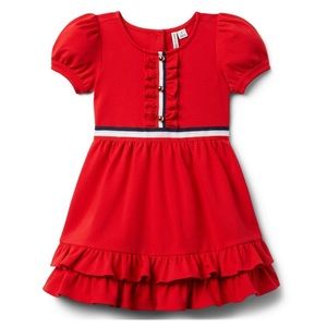 Janie and Jack Girl PUFF SLEEVE RUFFLE PONTE Dress Red size 5